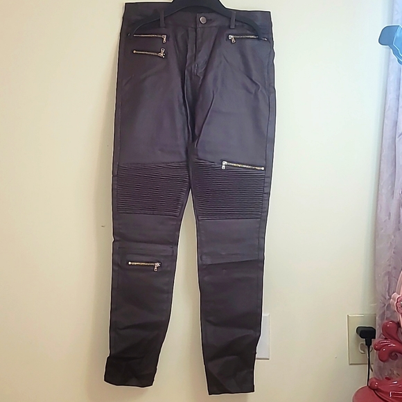 Brown mid-rise faux leater woman's pants size 6 - Picture 1 of 7